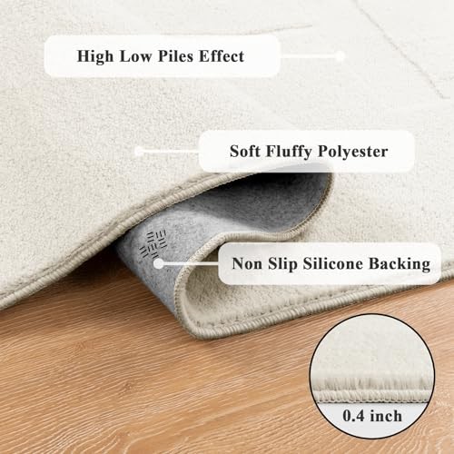Soft Cozy Fluffy Abstract Geometric High Low Pile Area Rugs 5'x7' Non Slip gallery