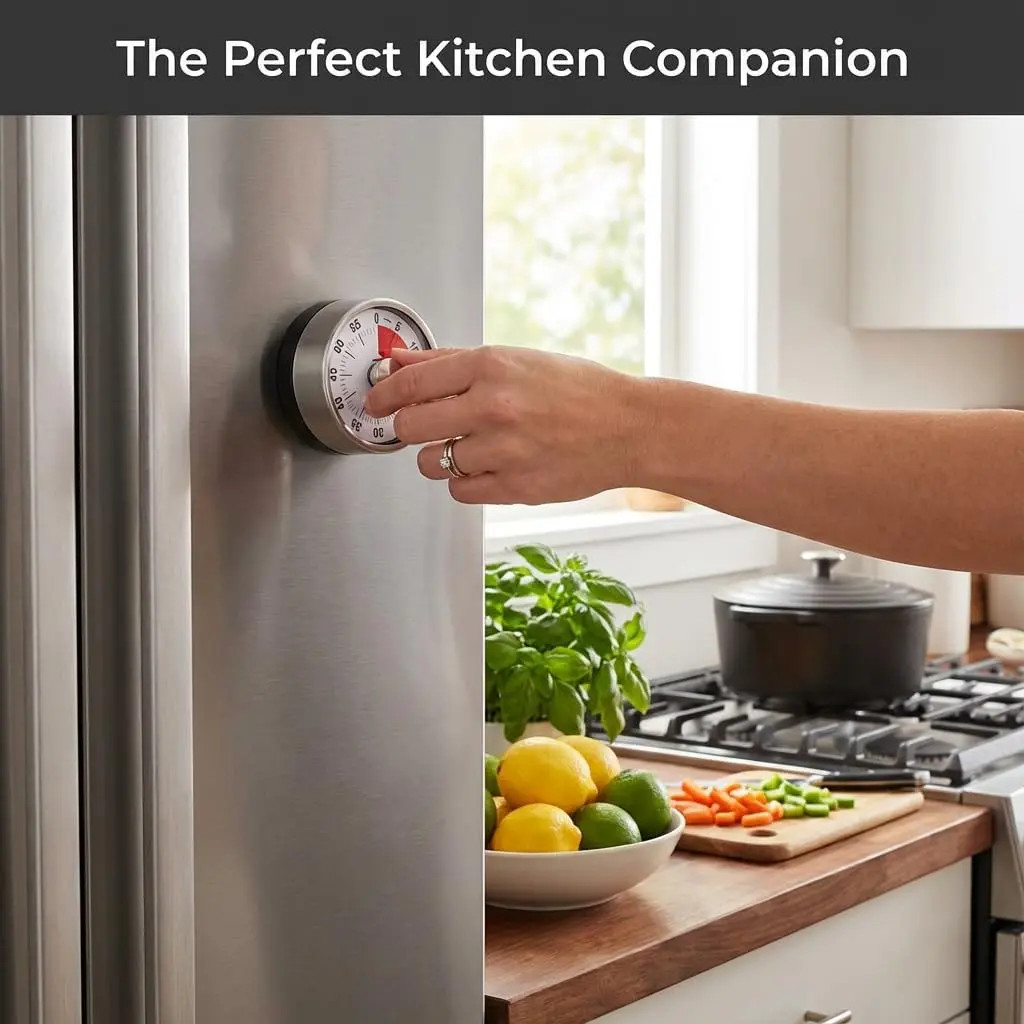 Magnetic Kitchen Timer, 60-Minute Mechanical Visual Countdown Timer, Loud Alarm gallery