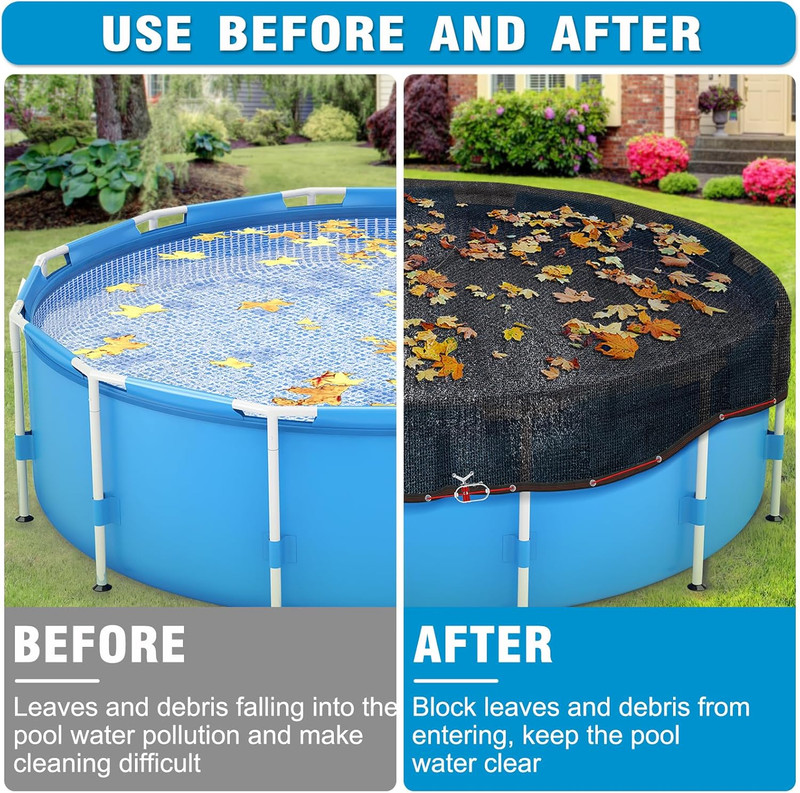 Pool Leaf Net Cover, 20Ft round Leaf Net for above Ground Pool to Catching Leave gallery