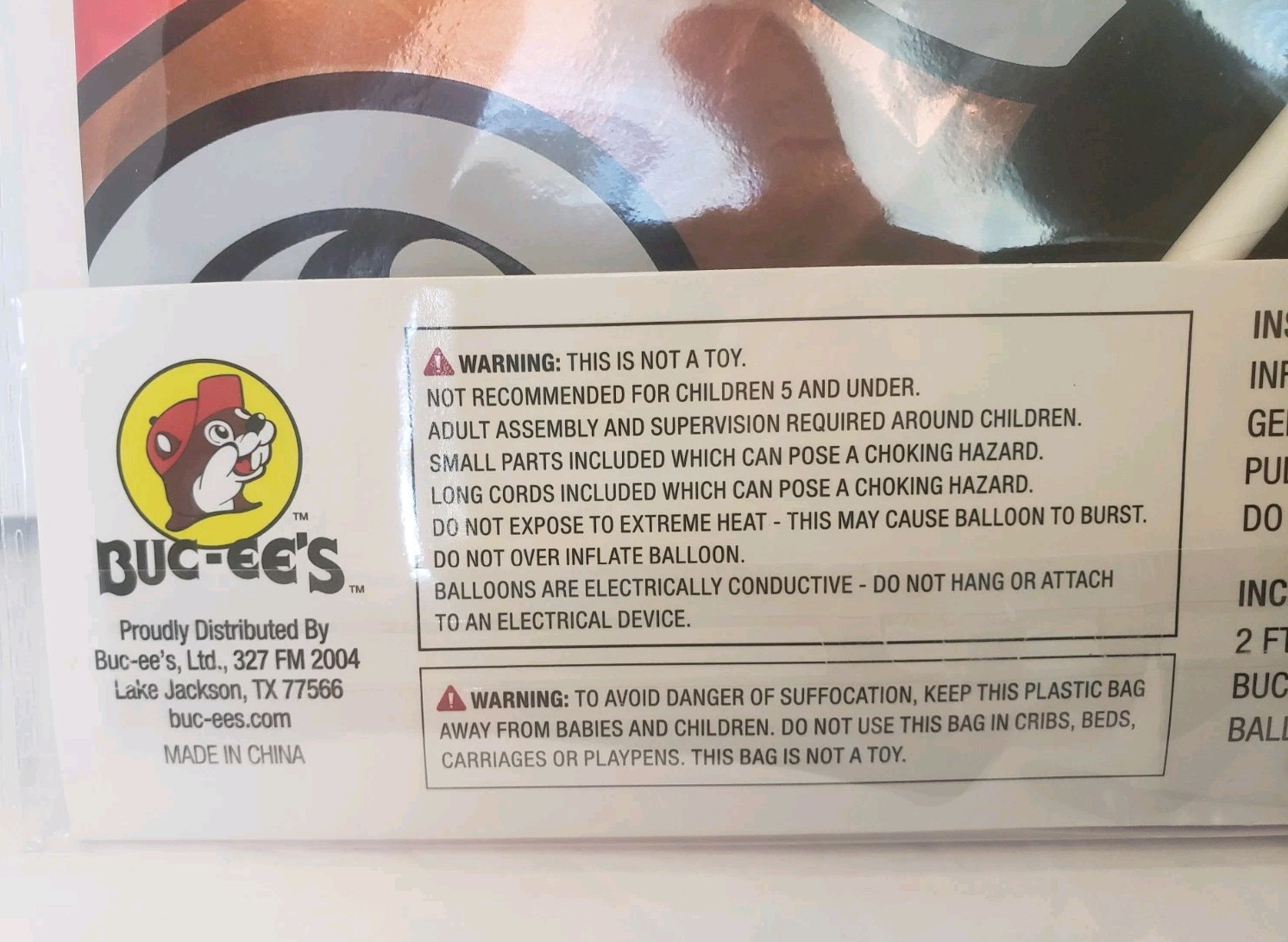 NEW Buc-ee’s Logo Mylar Balloon Party Time Red Yellow 2 ft x 2 ft x 6 in gallery