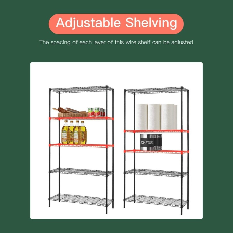Rust-Resistant 5-Tier Wire Shelving Unit - 1250 lbs Total Capacity, Freestanding gallery