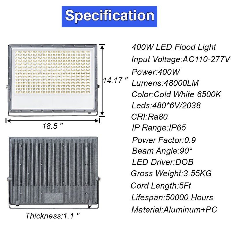 400 Watt Flood Light Security Floodlights AC110V-277V Garden Yard Street Lights gallery