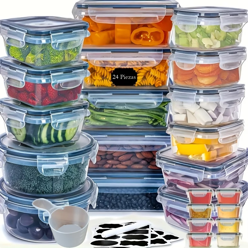 48PCS, Airtight Food Storage, Containers Set BPA Free Snap, Lock Lids w Labels gallery