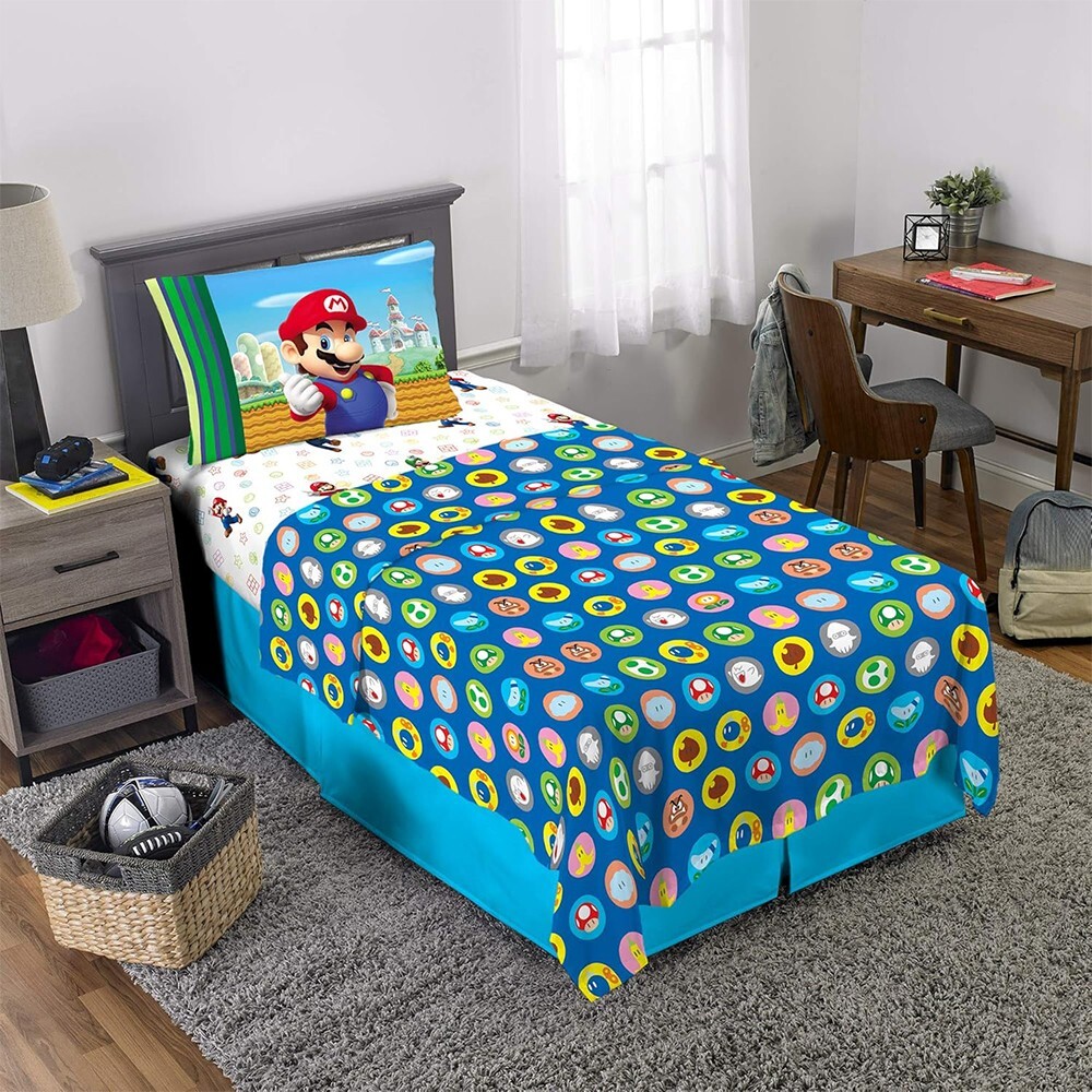 Super Mario Twin 3-Pcs Soft Microfiber Multicolor Bedding Sheet Set for Kids gallery
