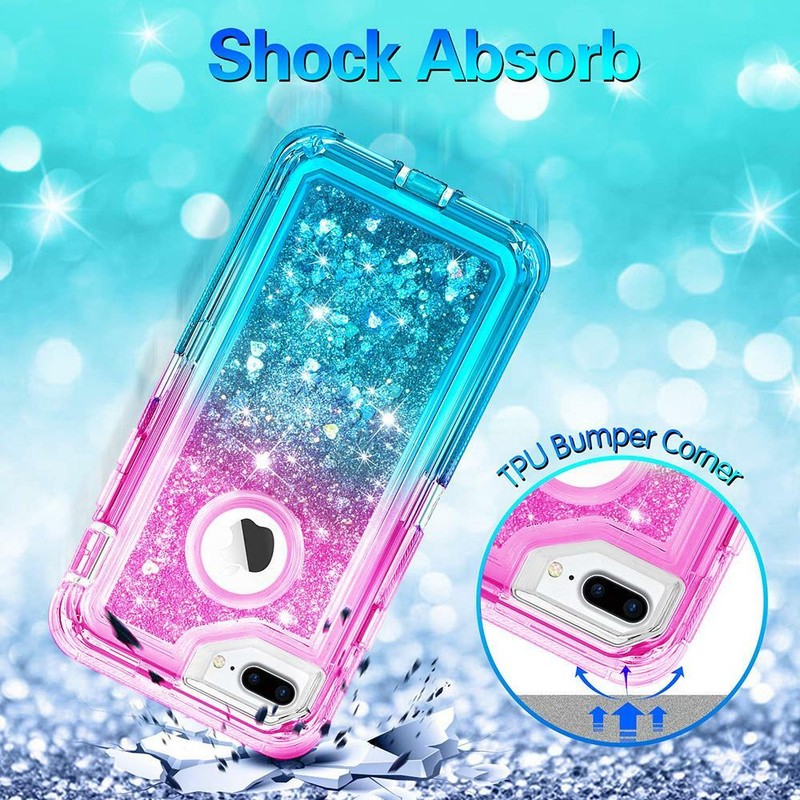 Cute Gradient Glitter Liquid Case Cover For iPhone 8 7 6 PLUS Fits Otterbox Clip gallery