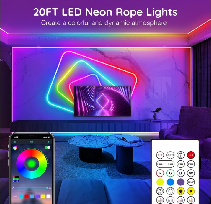 Led Neon Rope Lights Control with App/Remote,Flexible Led Rope Light,Multip mode gallery