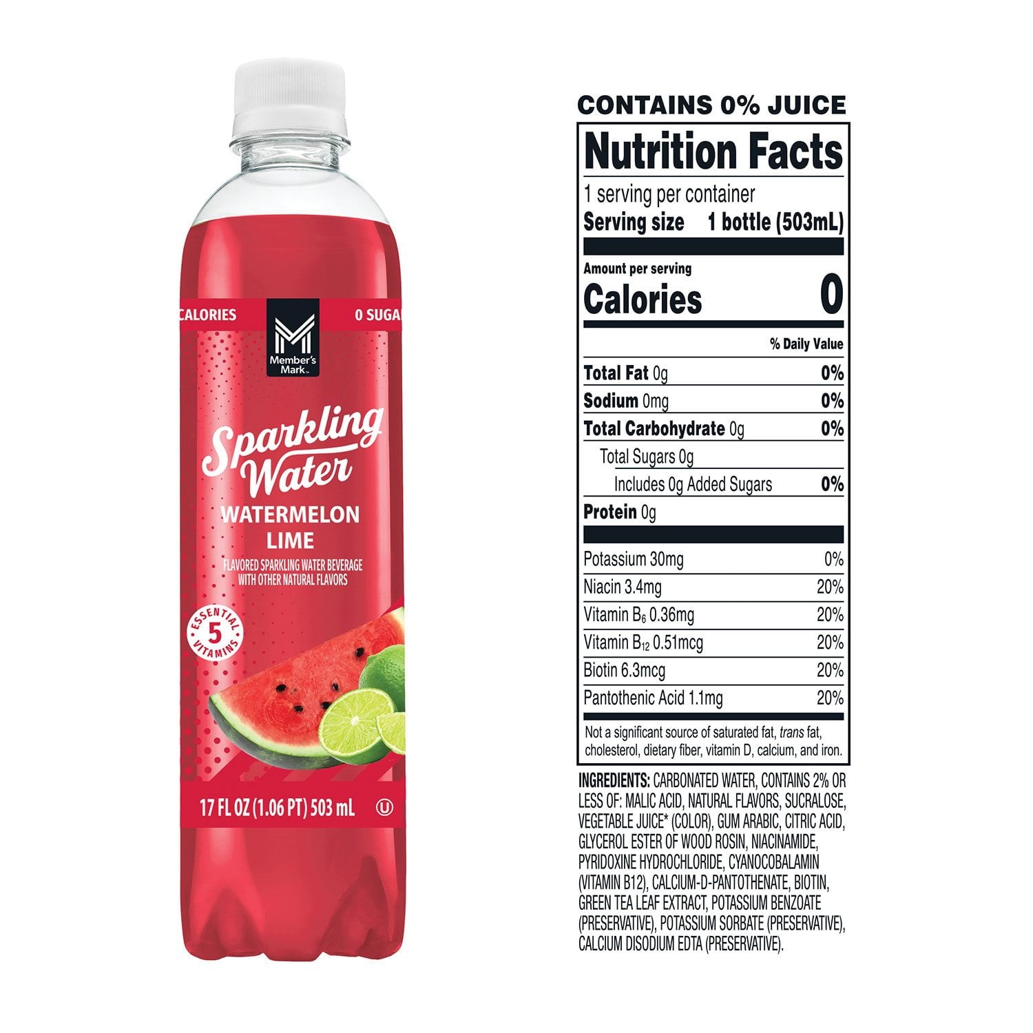 Member's Mark Sparkling Water Variety Pack, 17 fl. oz., 24 pk. gallery