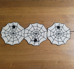 Max Studio HALLOWEEN Spiderwebs Fully Beaded Centerpiece Table Runner 13”x39”