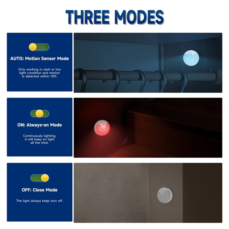 Motion Sensor LED Night Light, Rechargeable LED Stick-On Closet Light with Du... gallery