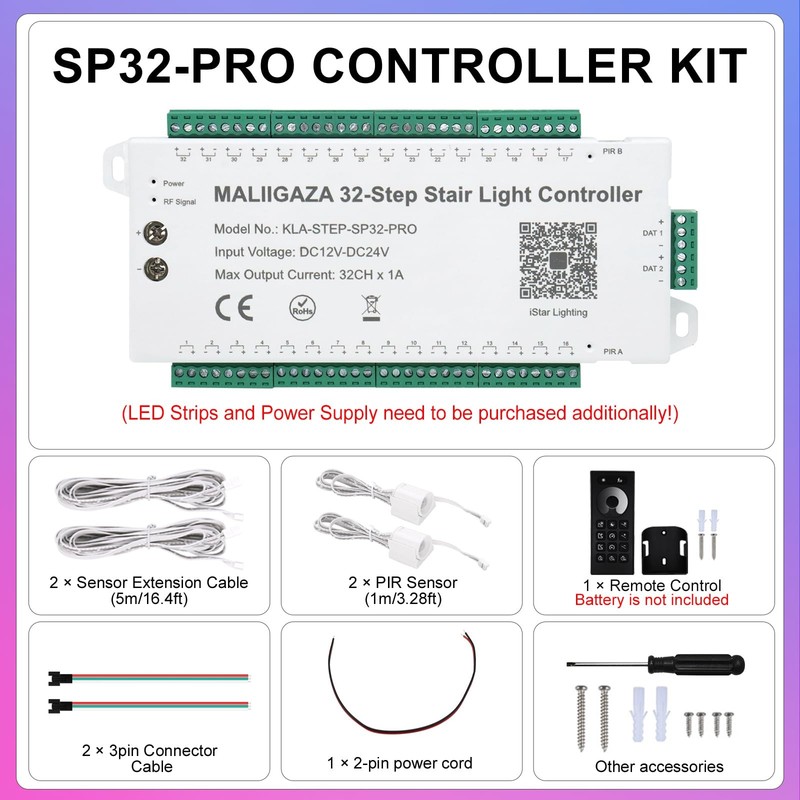 Stair Light Controller, Upgraded Controlled by APP & Remote 32 Channel PIR Dy... gallery