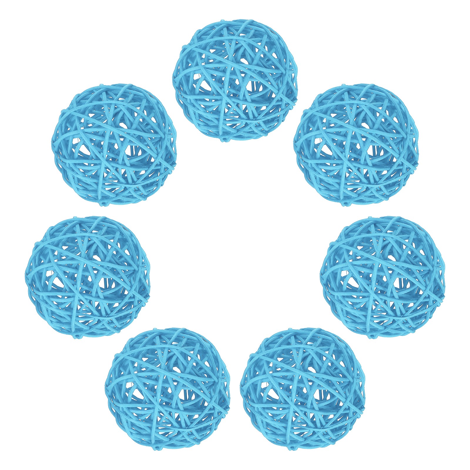 7Pcs Wicker Rattan Balls, 2.75 in Dia Rattan Decorative Balls, Sky Blue gallery