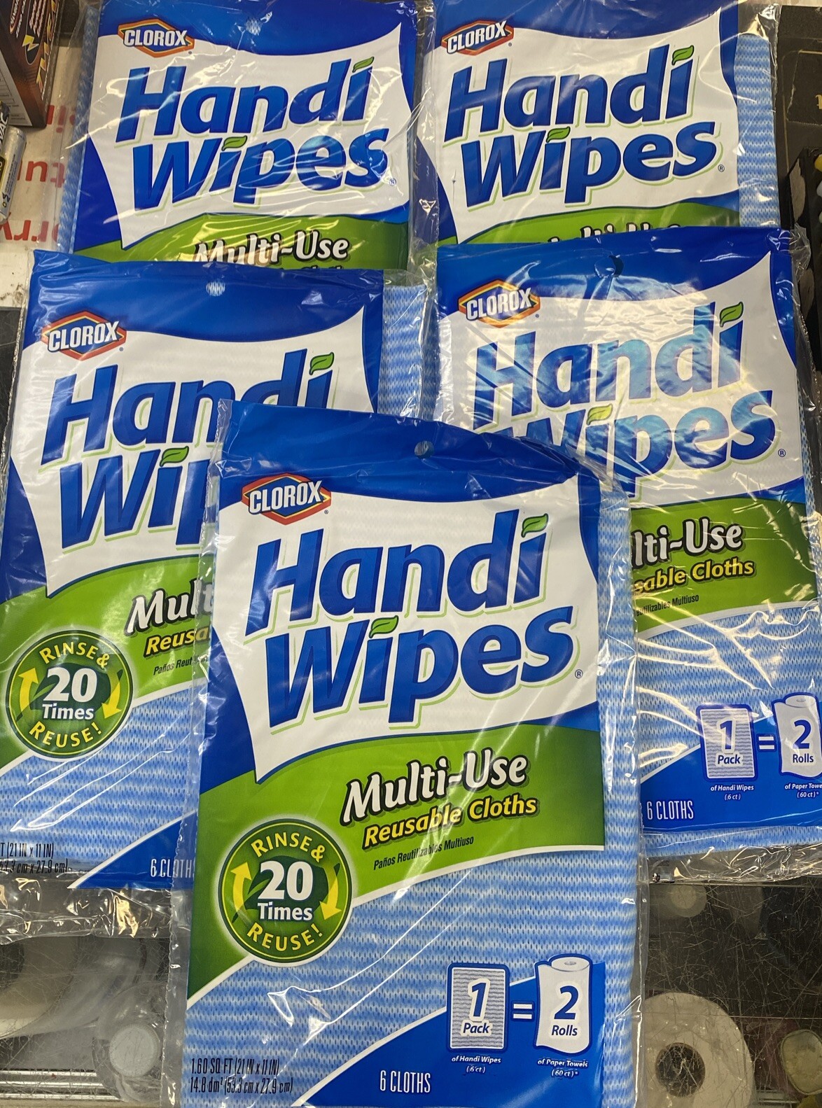5 Packs- Handi Wipes Multi-Use Reusable Cleaning Cloths, 30 Cloths Total gallery