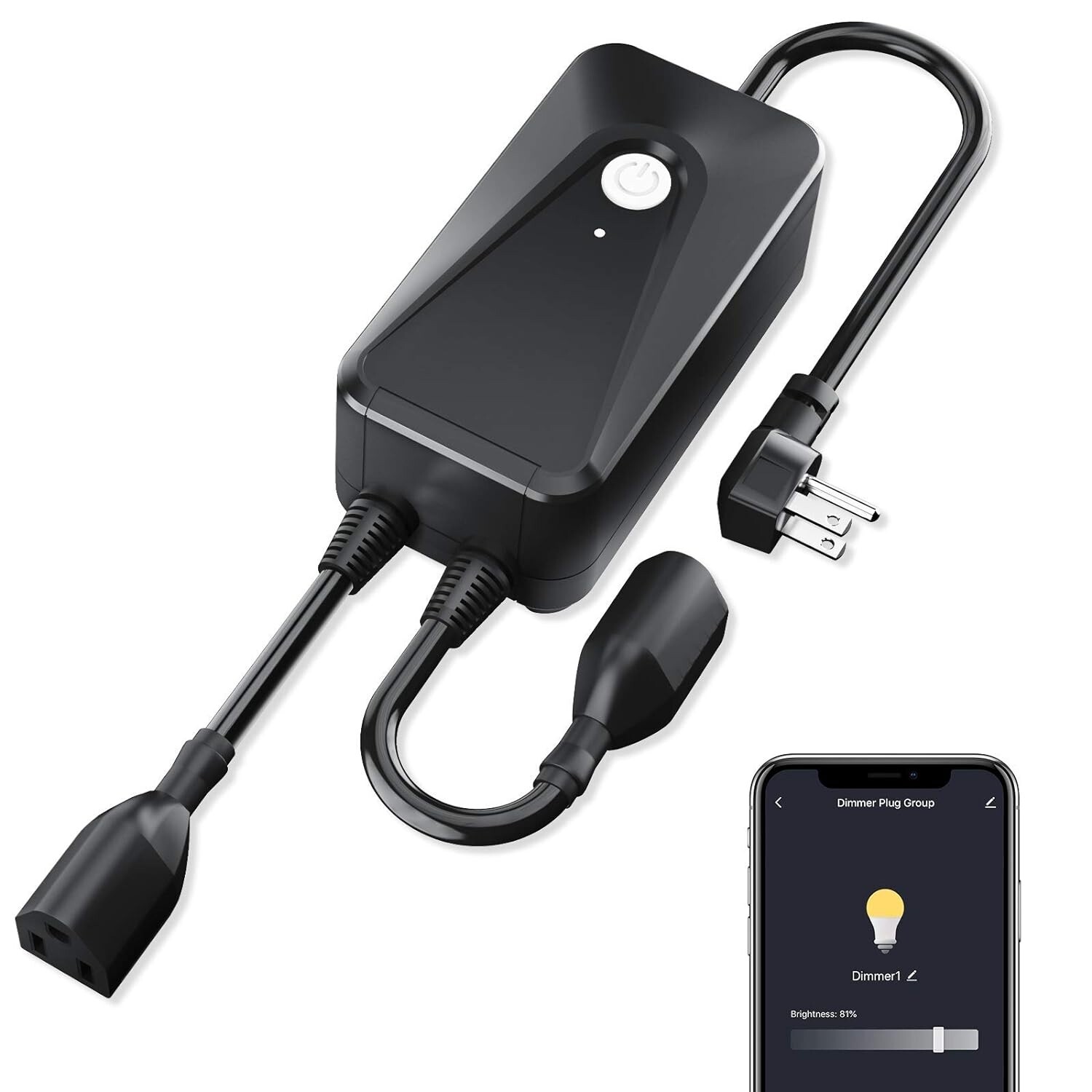 Smart WiFi Dimmer Plug 2 Sockets, Outdoor Smart Outlet Work with Alexa&Google gallery