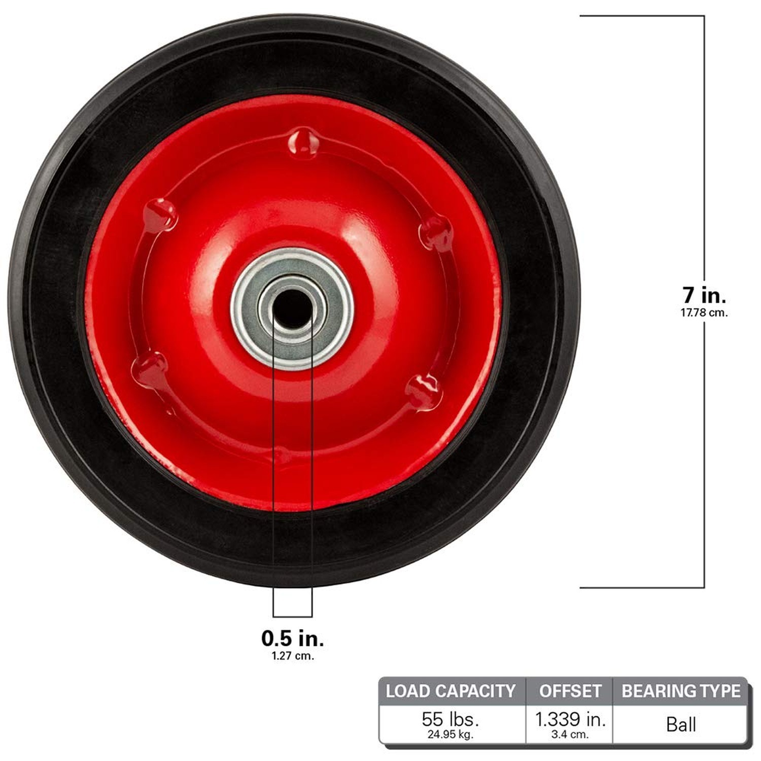 Flat Free Solid Rubber Wheel Assemblies - Replacement Hand Truck Wheels 7x1.5... gallery