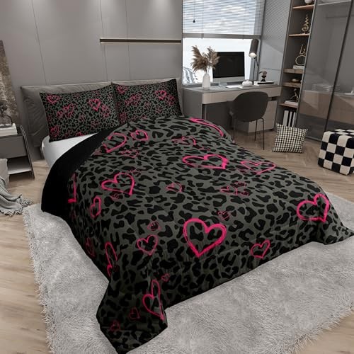 Grey Black Leopard Comforter Size for Kids Teens King Black Grey Pink gallery