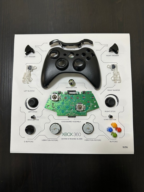 Framed Deconstructed XBOX 360 Controller | Teardown Wall Decor | Video Game Art gallery