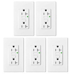 20A Self-Test GFCI Outlet Kitchen Bathroom Use WR TR LED Indicator ETL FCC 5Pack