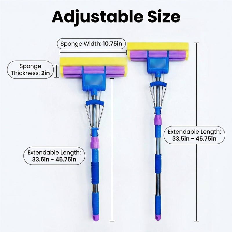 Sponge Mop with Extendable Stainless Steel Handle Absorbent for Bathroom Kitchen gallery