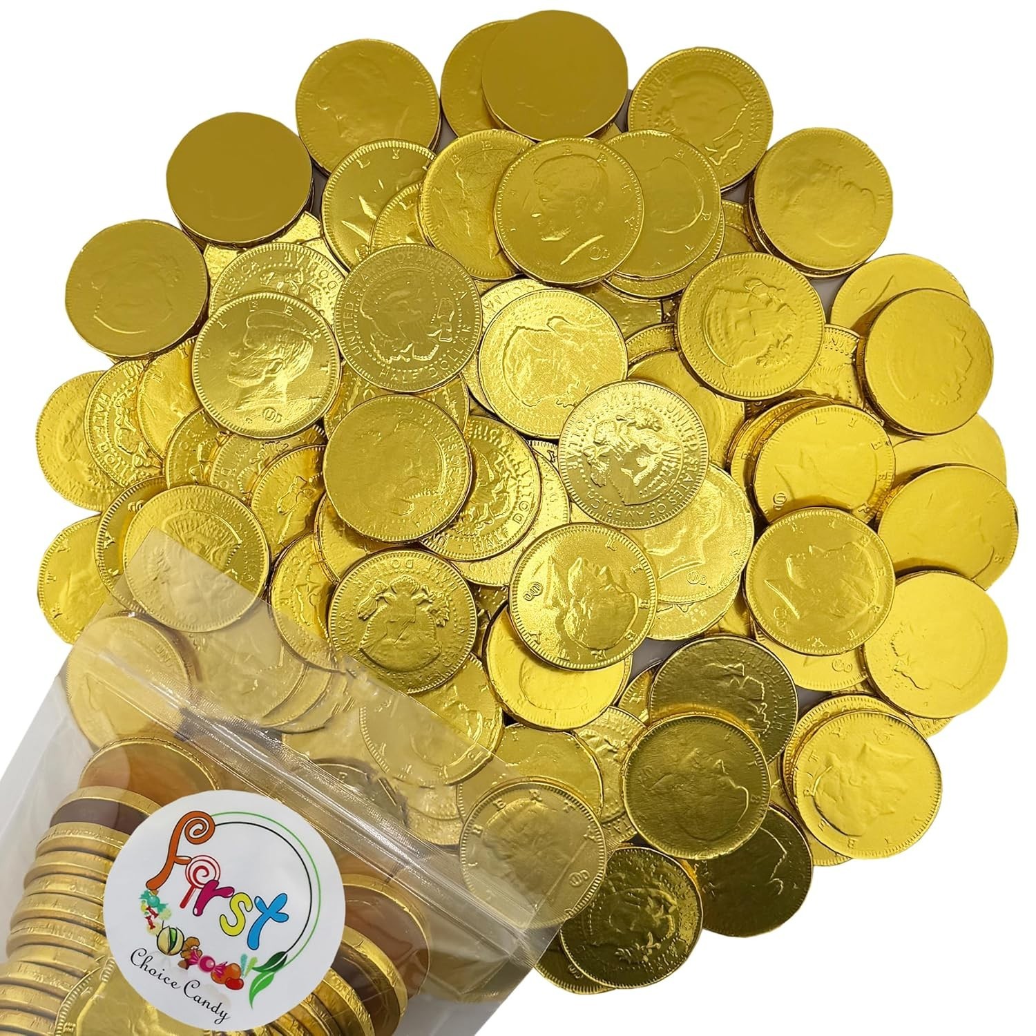 FirstChoiceCandy Large Gold Foil-Wrapped Milk Chocolate Half Dollar Coins gallery