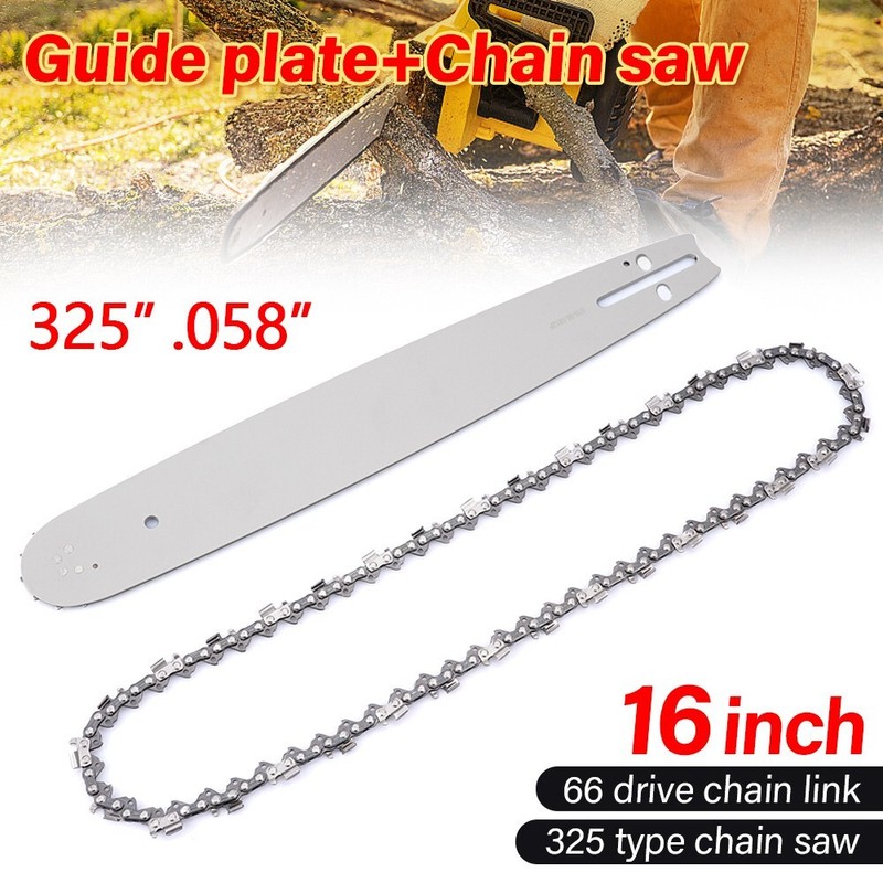 16'' Chainsaw Guide + Chainsaw Chains 3/8 LP 325" .058" 66DL Semi Chisel Chain gallery