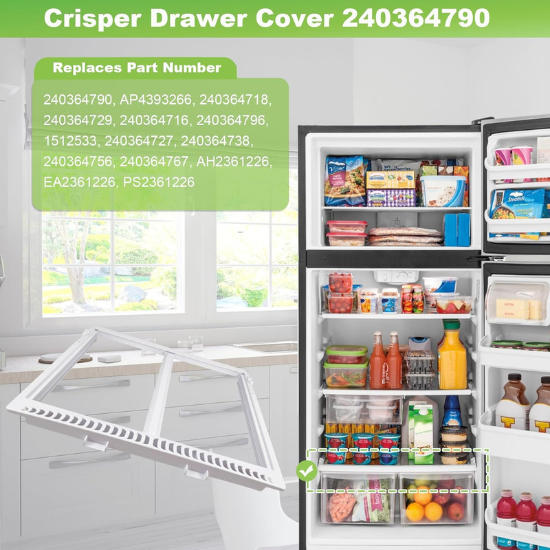 Frigidaire Crisper Shelf Frame Replacement for Refrigerator Drawer Cover, No Gla gallery
