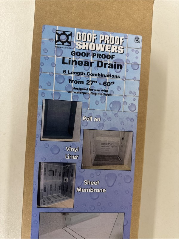 Goof Proof Tile Insert Linear Drain Adjustable 27"- 60" by Mark E industries gallery