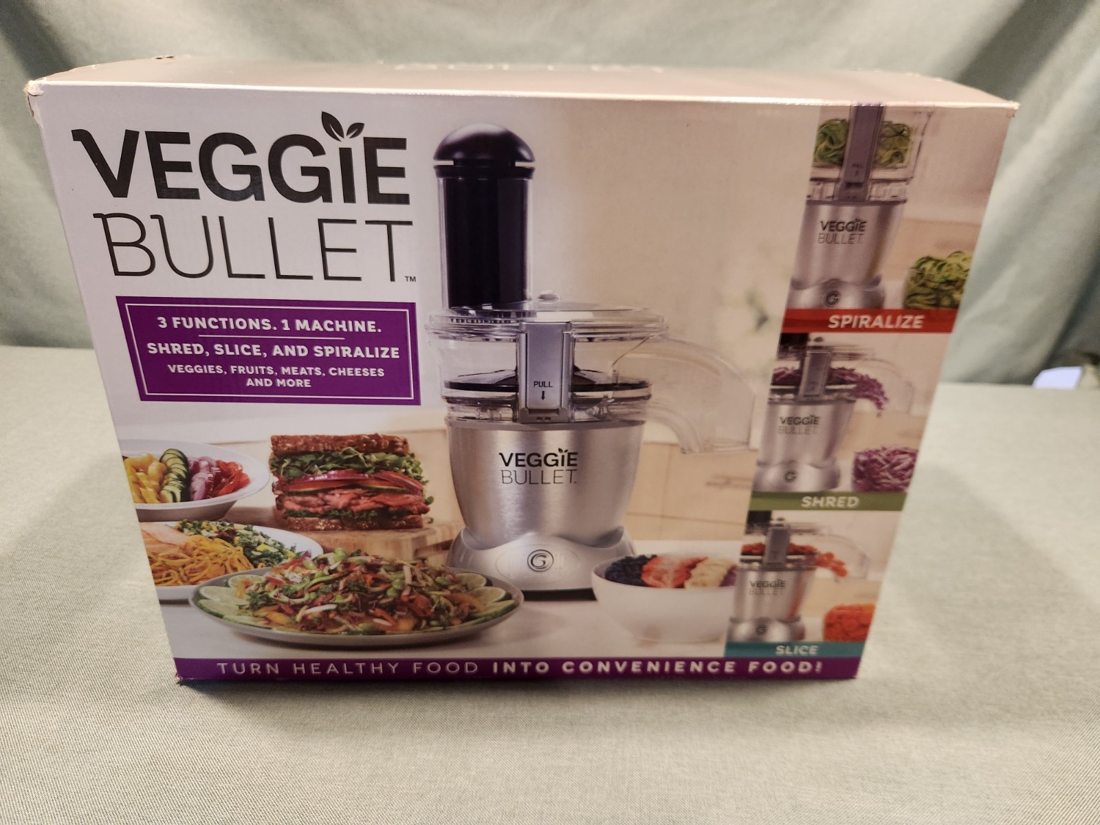 Veggie Bullet 12 Piece Set 3 Functions Slice Shred Spiralize Food Processor NEW gallery