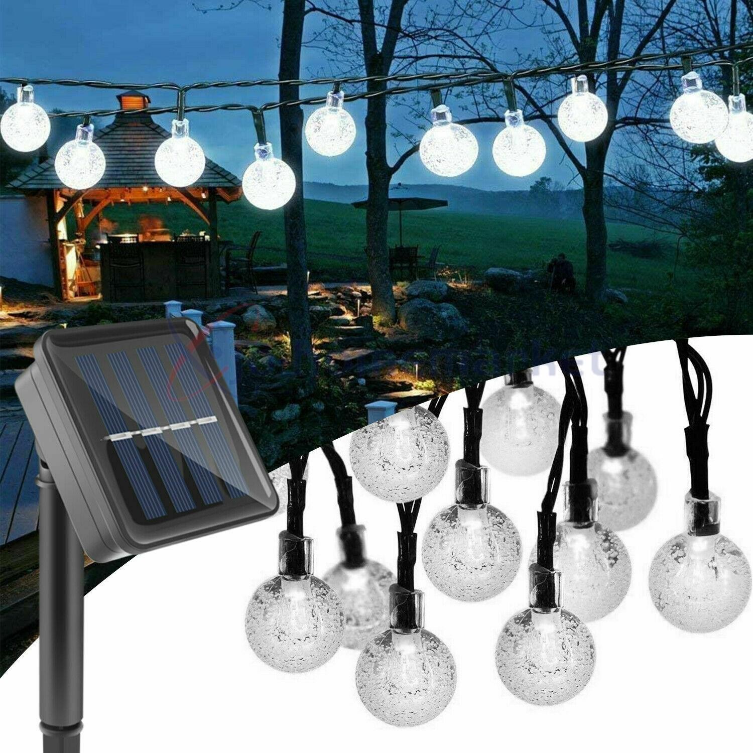 23Ft 50 LED Outdoor Solar Powered String Lights for Patio Yard Party Decor White gallery