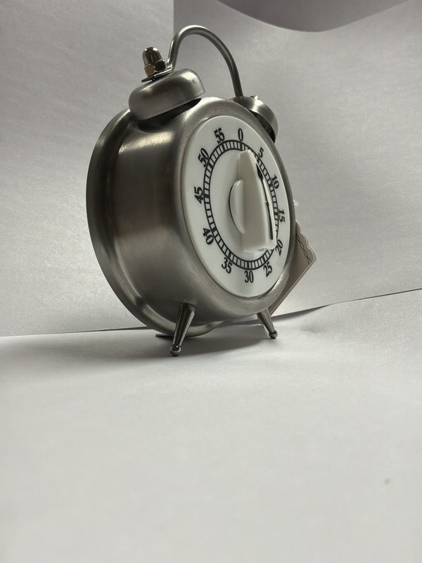 Kitchen Timer Retro Clock Manual Wind-Up Mechanical Alarm Counting 60 Min Silver gallery