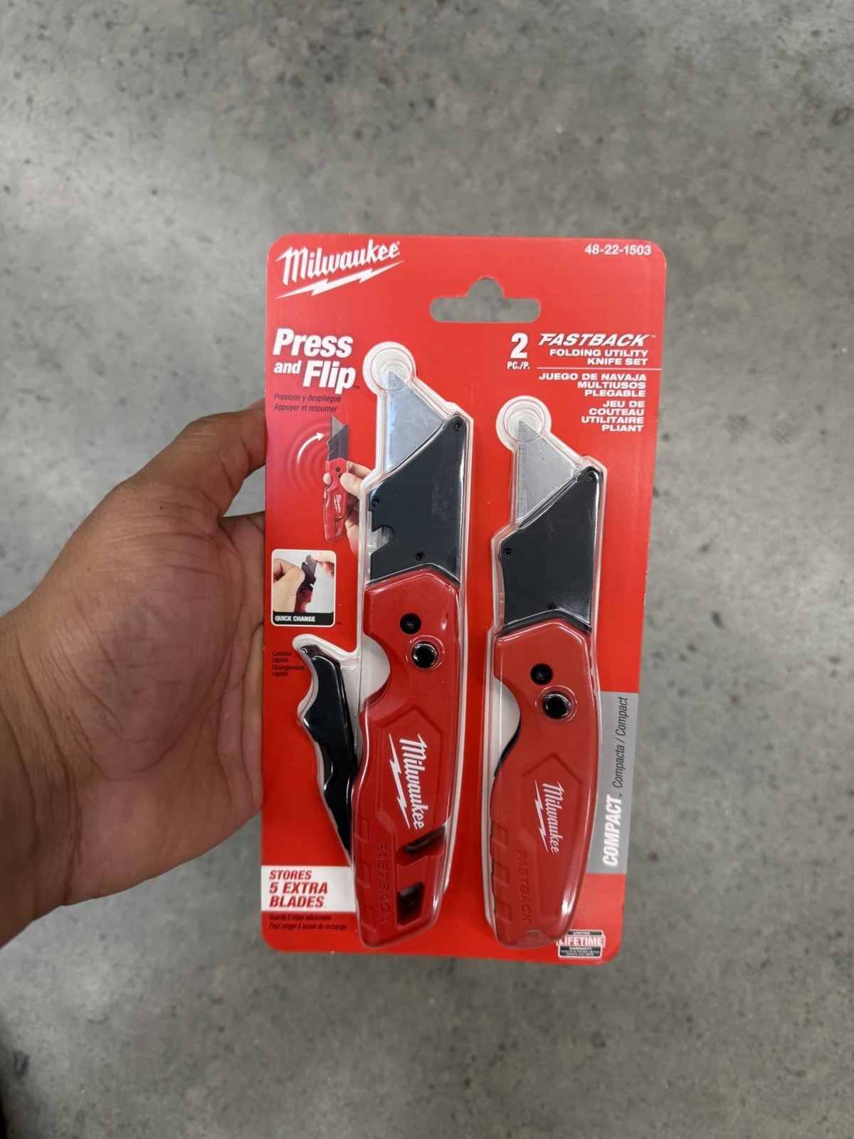 Milwaukee FASTBACK 2-Piece Utility Knife Set - Red (48-22-1503) gallery
