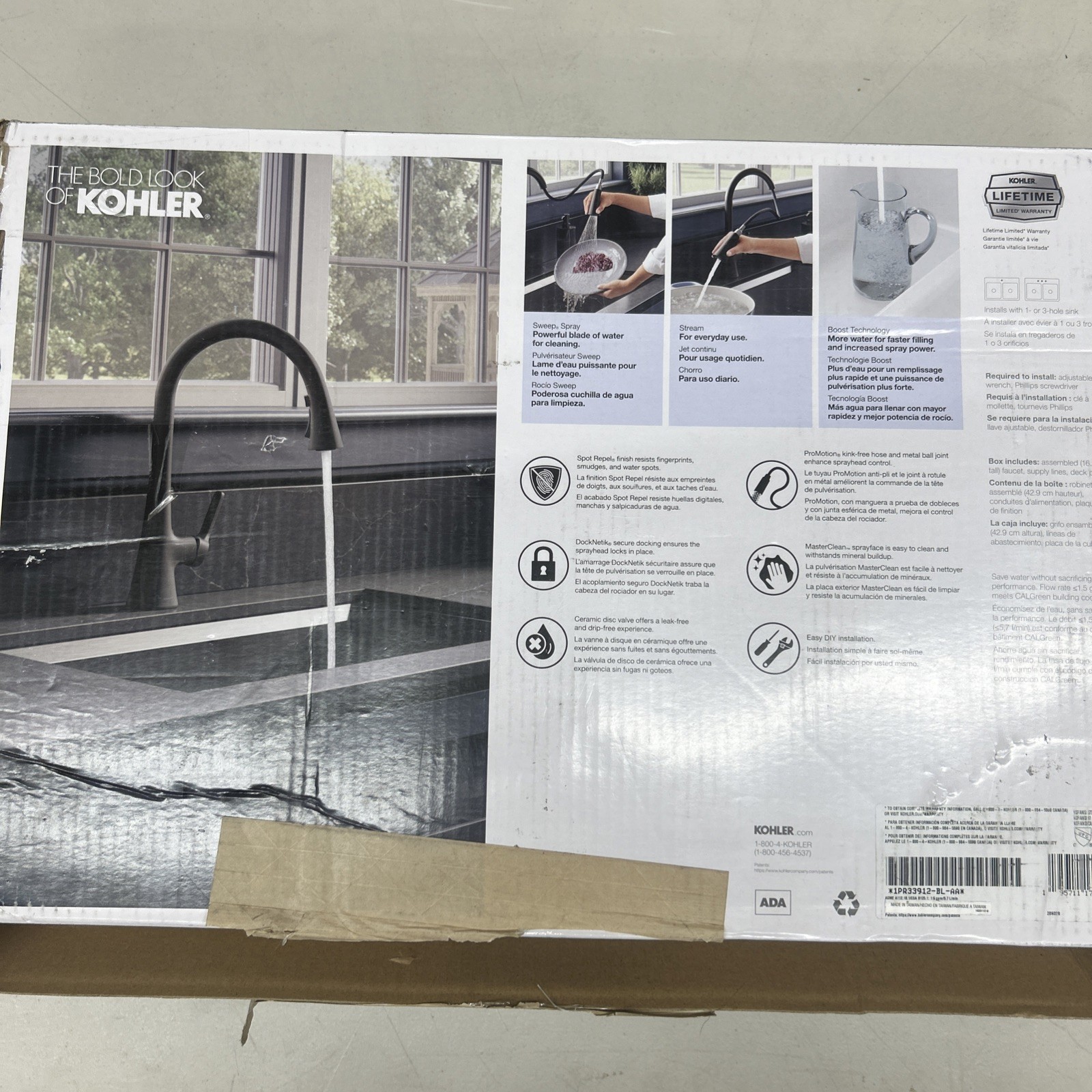 Kohler Pull Down Kitchen Faucet Guild Matte Black (R33912-BL-AA) gallery