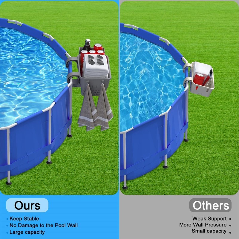 Pool Shelf Set Pool Basket with Hooks Above Ground Pool Accessories (2 Sets) US gallery