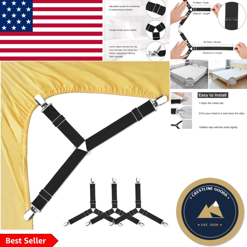 Durable 4-Piece Fitted Sheet Straps - Designed for Ultimate Stability & Grip