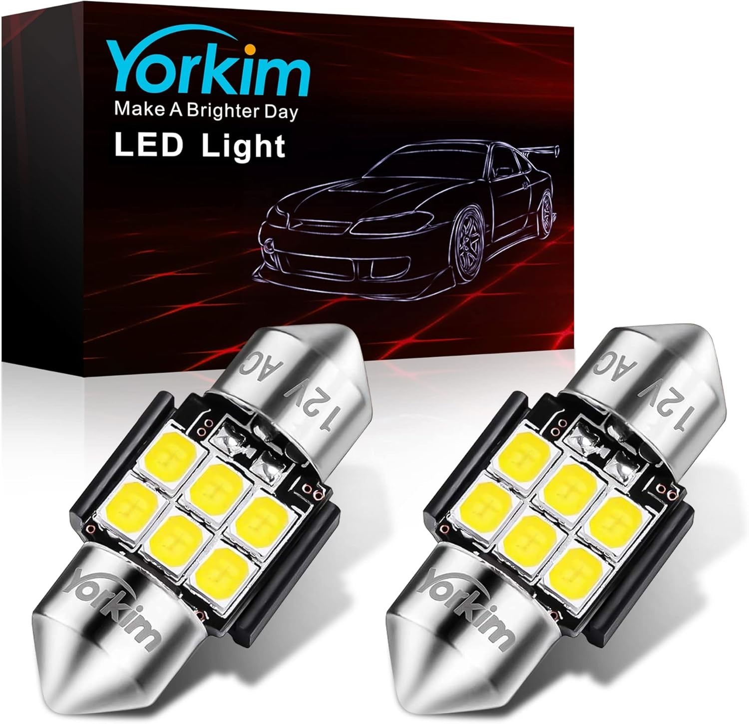 6-SMD 2835 28mm LED Bulbs - Bright White Interior Lights, Vehicle Specific Fit gallery