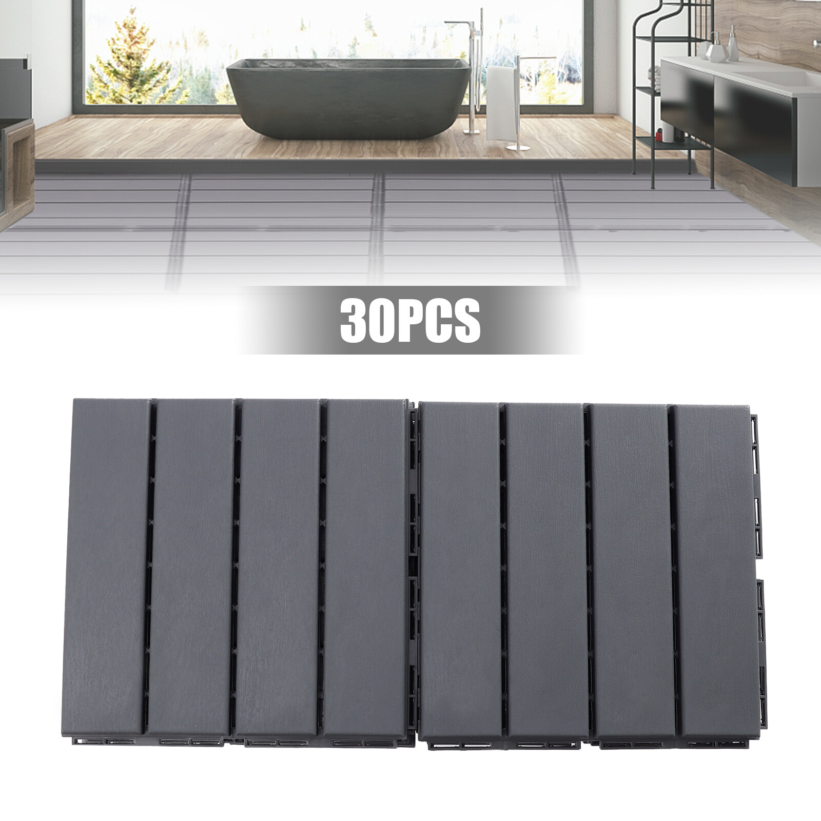 12"x12" 30 Pack Interlocking Deck Tiles Outdoor Patio Floor Tiles Dark Gray New gallery