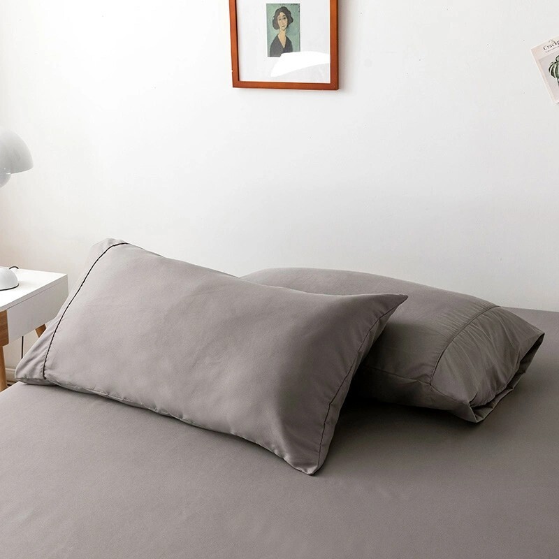 600 TC Sateen Cotton Sheet Set with Wrinkle Resistance Full Size Solid Gray gallery