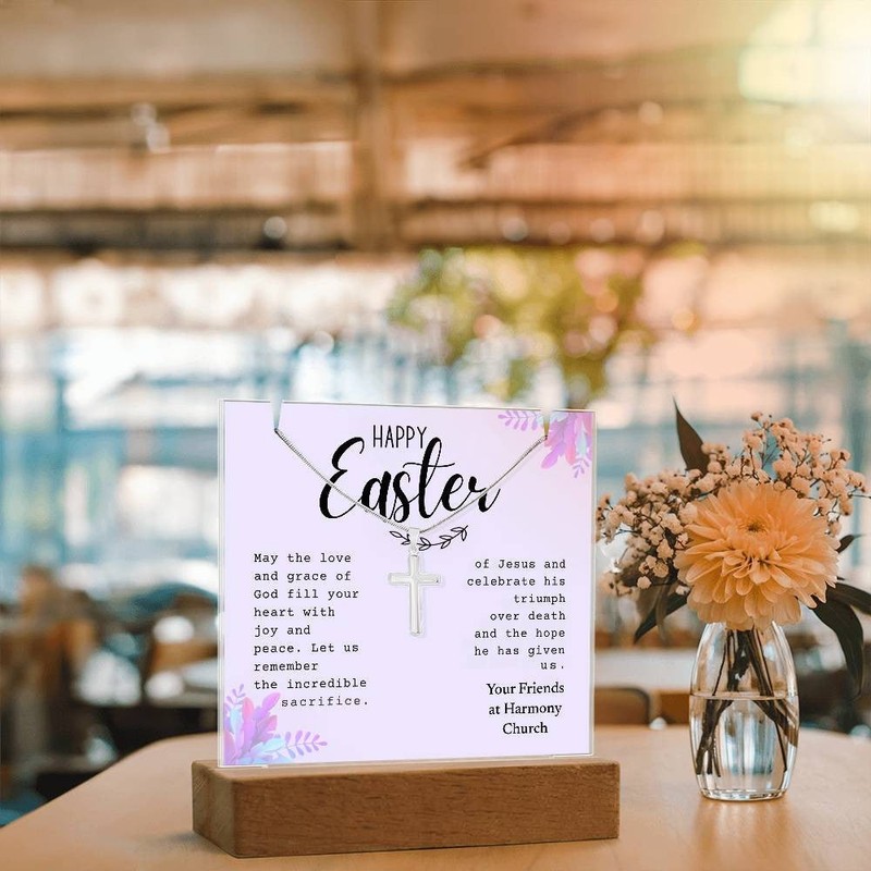Easter Religious Gift Bundle, Cross Necklace Gift, Easter Sign Decor, Christian gallery