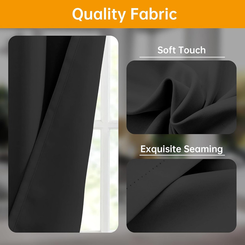 Blackout Room Divider Curtains with Ceiling Track - Soundproof, 100x108 in Black gallery