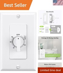 Versatile Mechanical Countdown Timer Switch for Exhaust Fan & Lights – 1 Pack