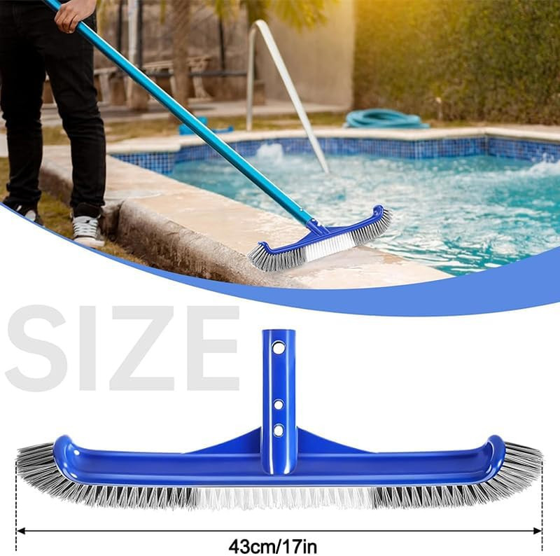 Pool Brush Head, 17" Pool Brushes for Cleaning Pool Walls, Curved Ends High-Effi gallery