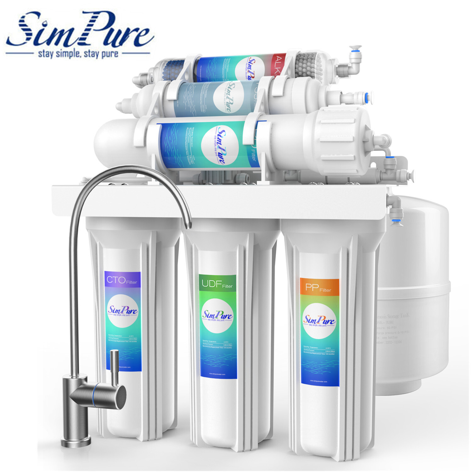 6 Stage 100GPD Alkaline RO Reverse Osmosis Drinking Water Filter System Purifier gallery