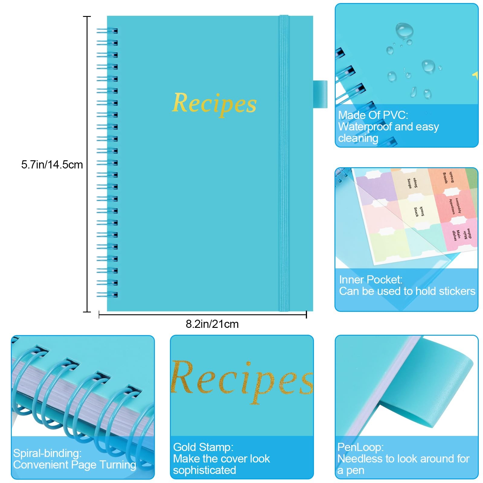 PECULA Recipe Book, Book to Write In Your Own Recipes, Blue gallery