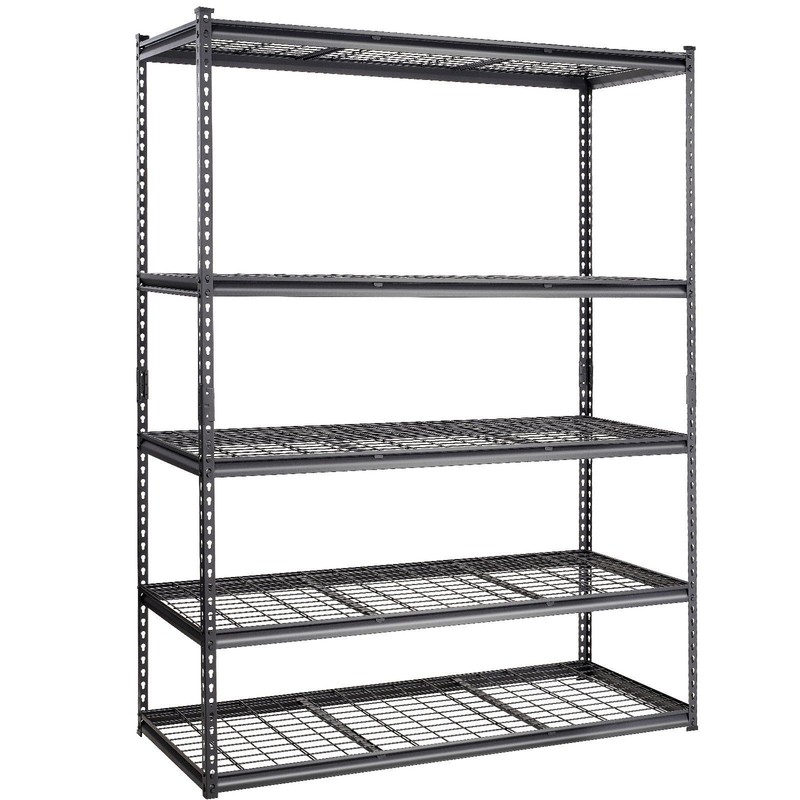 78in Industrial Metal Shelf 5-Shelf 2000lb Max Weight Black gallery