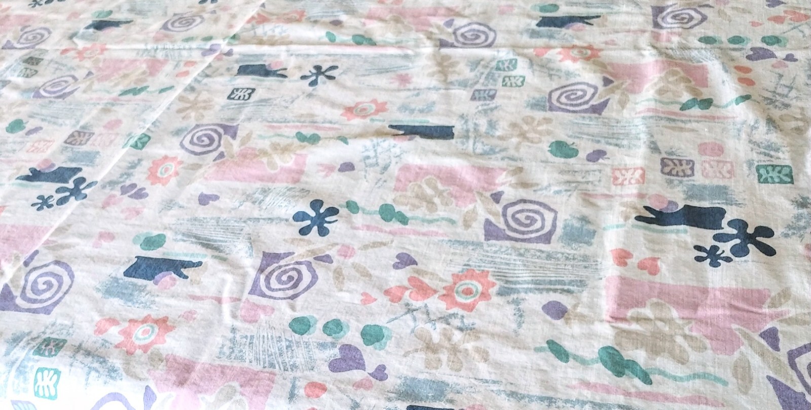 Whimsical Abstract White Pastel Rectangular Cotton Tablecloth 56" X 70" gallery