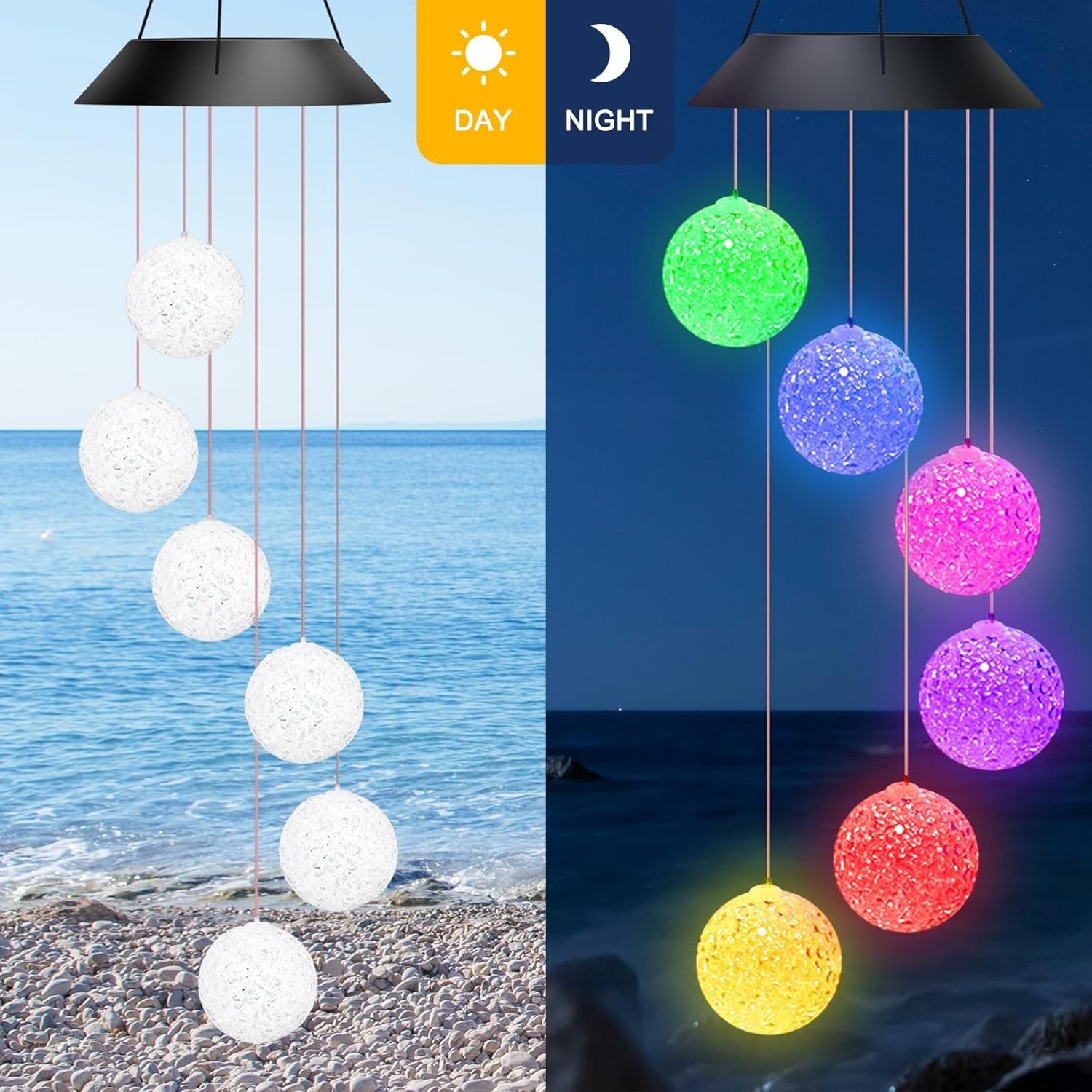 Solar Wind Chimes Lights LED Balls Color Changing Hanging Lamp Garden Home Decor gallery