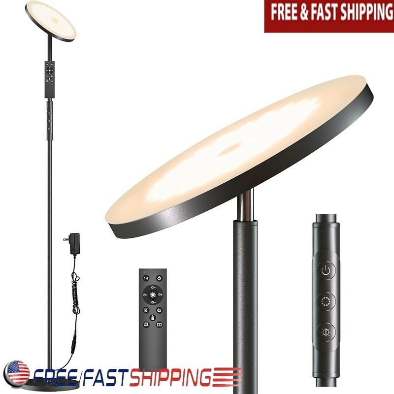 Stepless Dimming LED Floor Lamp Remote Control Eye Caring Rotatable Heavy Base