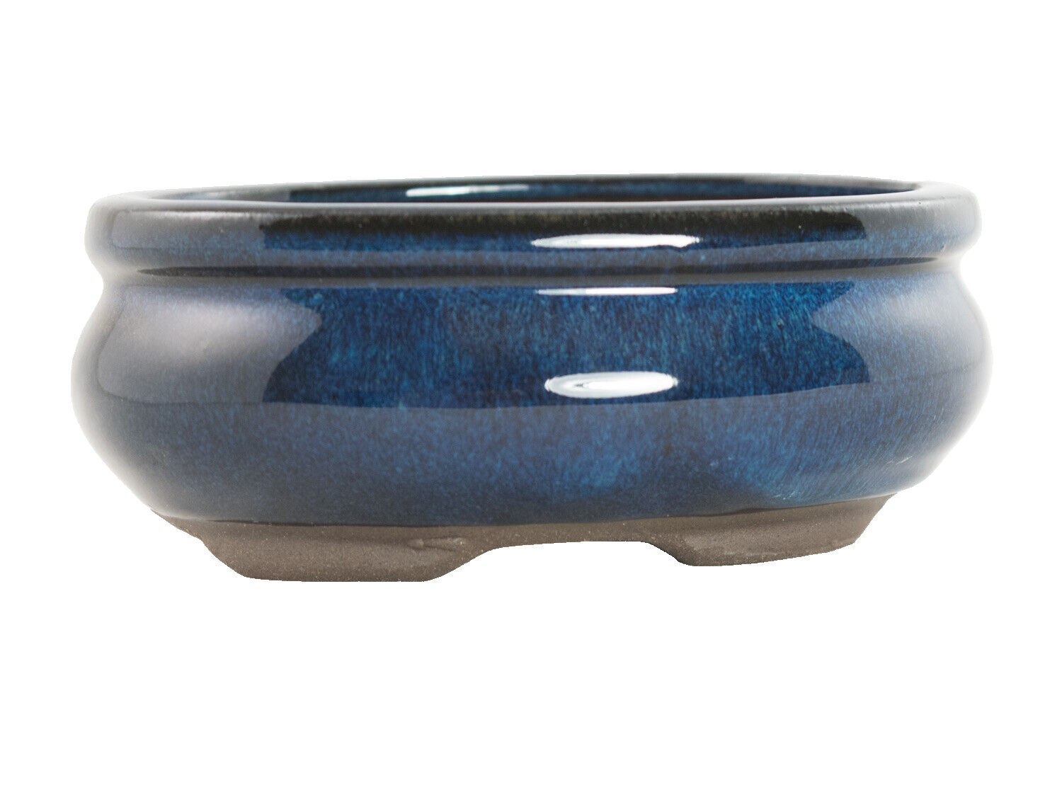 Oval Mame Shohin Bonsai / Succulent Pot + Mesh 5"x 4"x 2" - Blue Stain Glazed gallery