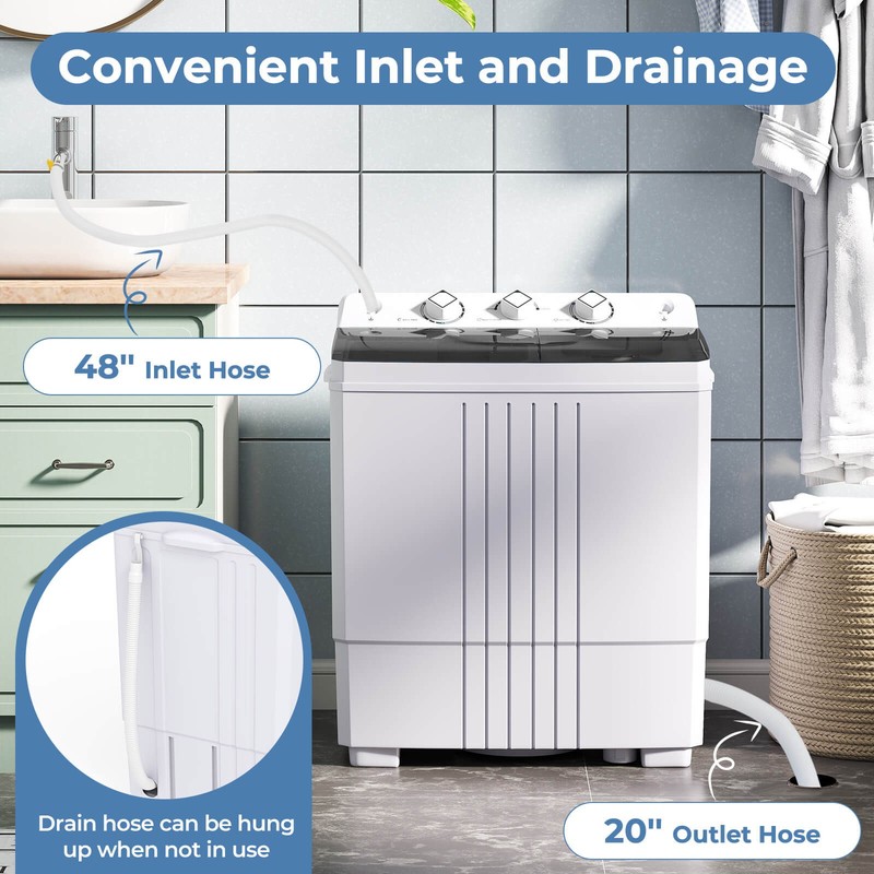 20lbs Compact Mini Portable Twin Tub Washing Machine Washer Spain Spinner gallery