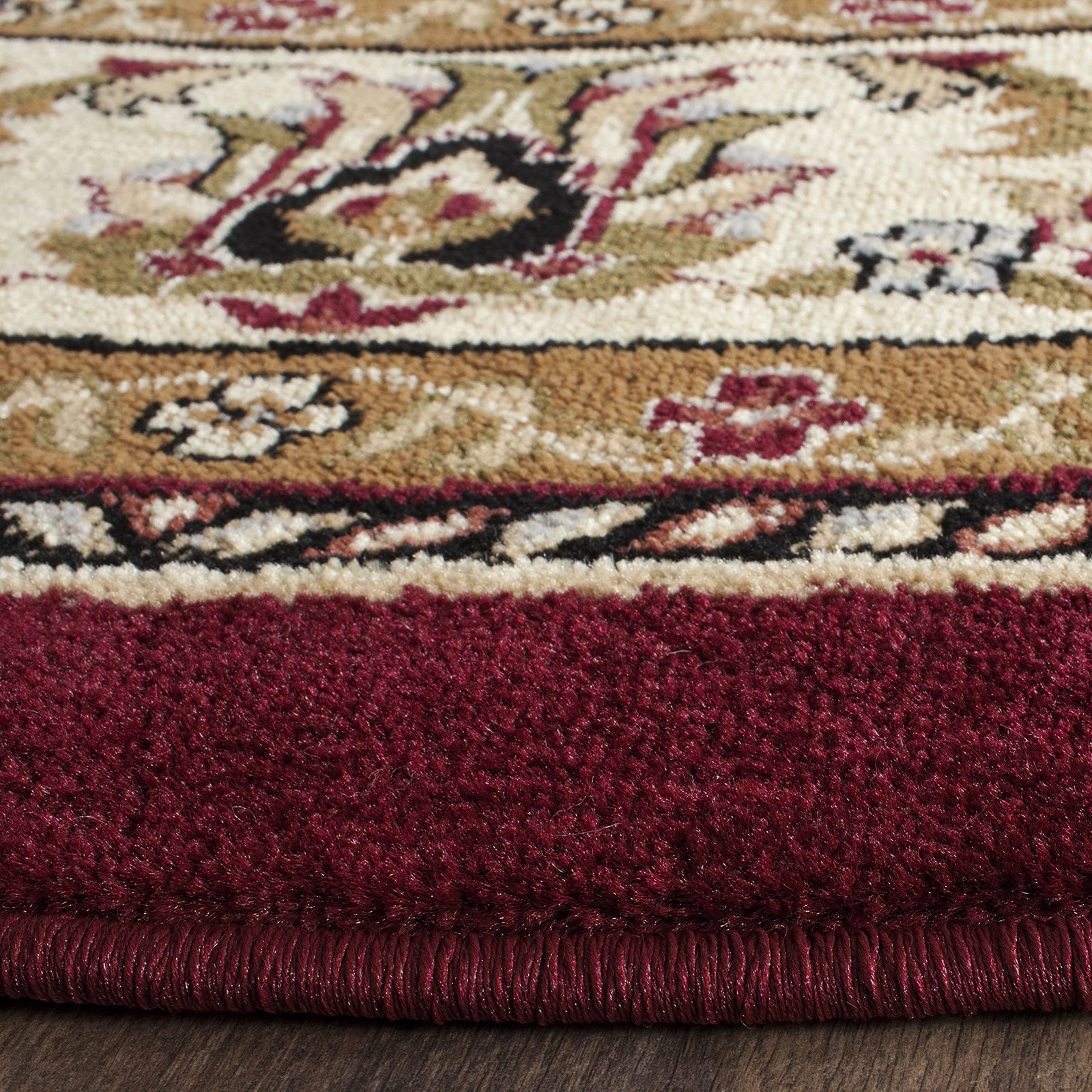 Lyndhurst Collection Area Rug 8' Round, Red & Ivory, Traditional Oriental De... gallery