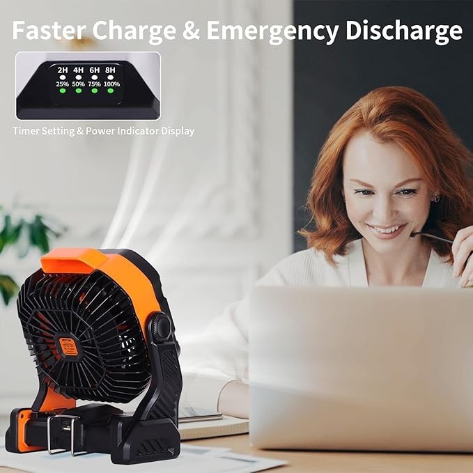X68 20000mAh Rechargeable Battery Operated fan Outdoor Tent Fan with RGB Light gallery